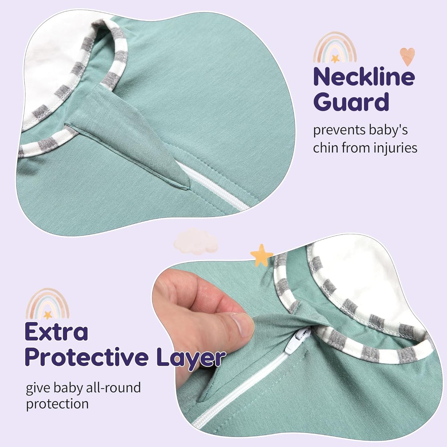 PuppyPaws Baby Sleep Sack, Transition Swaddle, Sleep Sack 3-6 Months, Wearable Blanket Baby with 2-Way Zipper, Swaddles for Newborns Summer, 95% Rayon derived from Bamboo, 5% Spandex