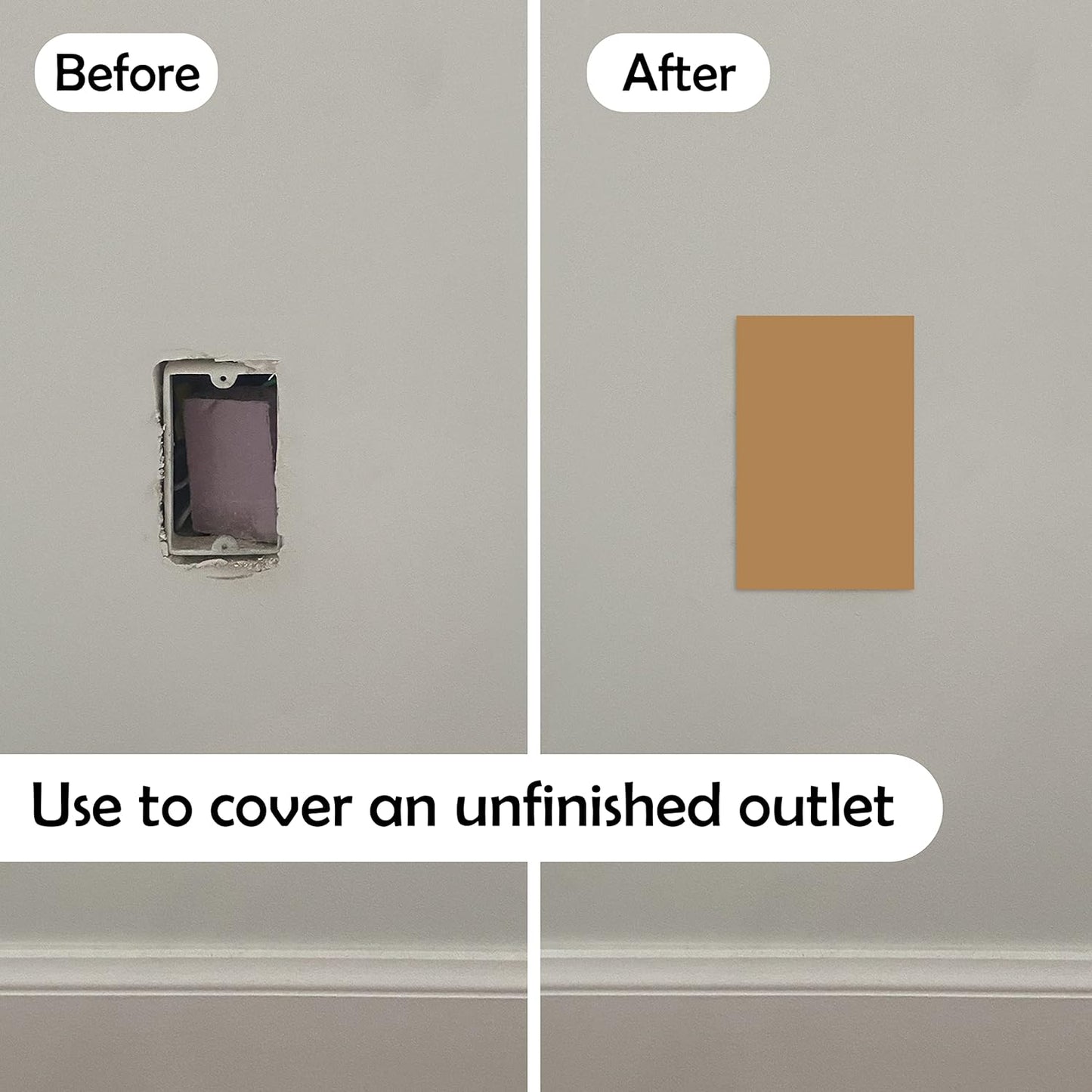 Rubber Bond Self-Adhesive Rubber Wall Outlet Cover Plate 5 Pack - Easy to Apply Peel & Stick Drywall Hole Patch - 5x3 Inch Screwless Blank Wall Plate Cover - Premium Rubber Wall Hole Cover (Brown)