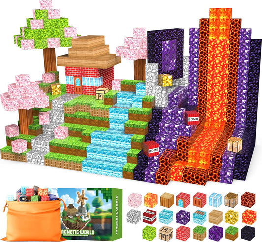 120PCS Magnetic Blocks - Building Toys for Boys Girls, 1'' Magnetic Cubes, STEM Sensory Toys, Christmas Birthday Gifts for Kids Ages 3 4 5 6 7 8 9