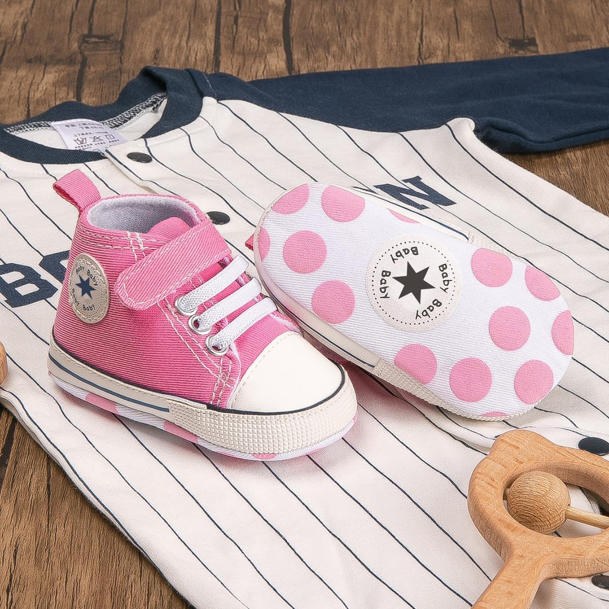 Unisex Baby Girls Boys Canvas High-top Shoes, Newborn Infant Anti-Slip Soft Sole Frist Walking Breathable Sneakers