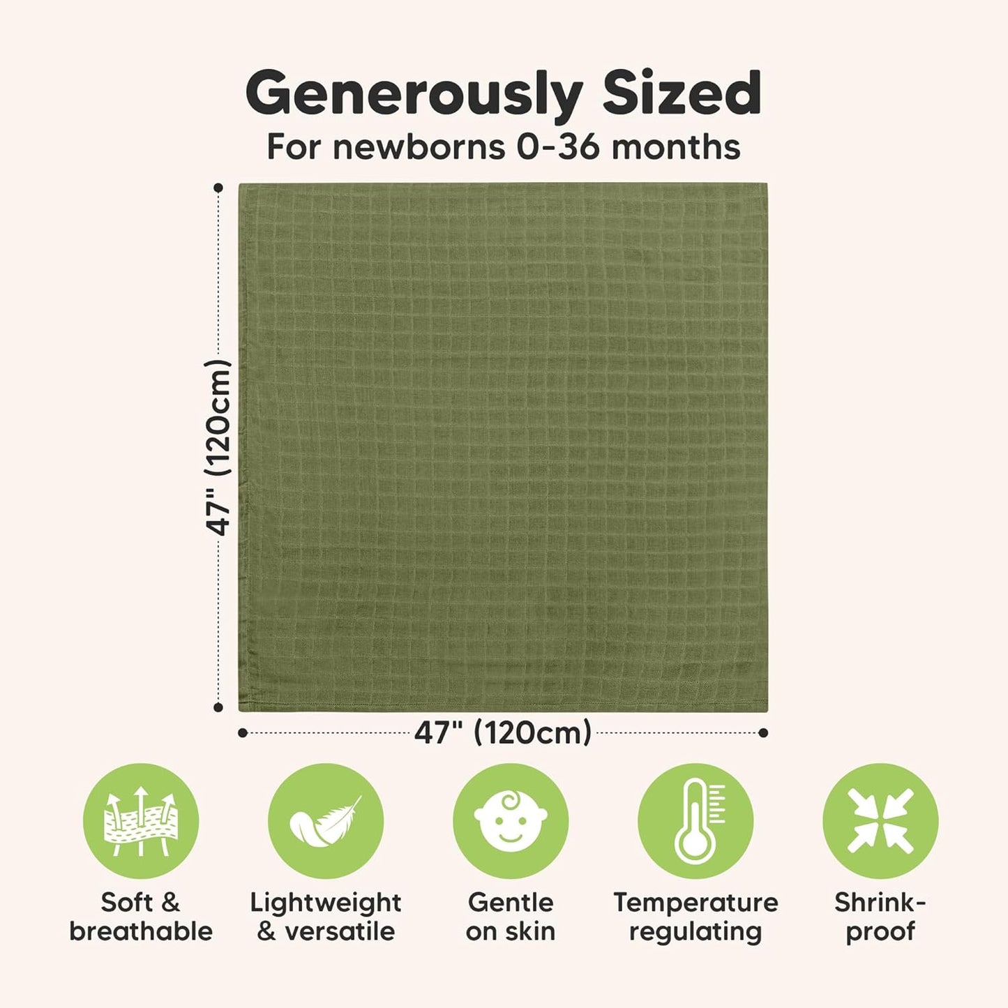 4-Pack Muslin Swaddle Blankets for Boys, Girls - Organic Baby Swaddles for Newborns, Soft & Breathable Receiving Baby Blankets for Girl, Boy, Neutral, Newborn Essentials Gift (Corals)