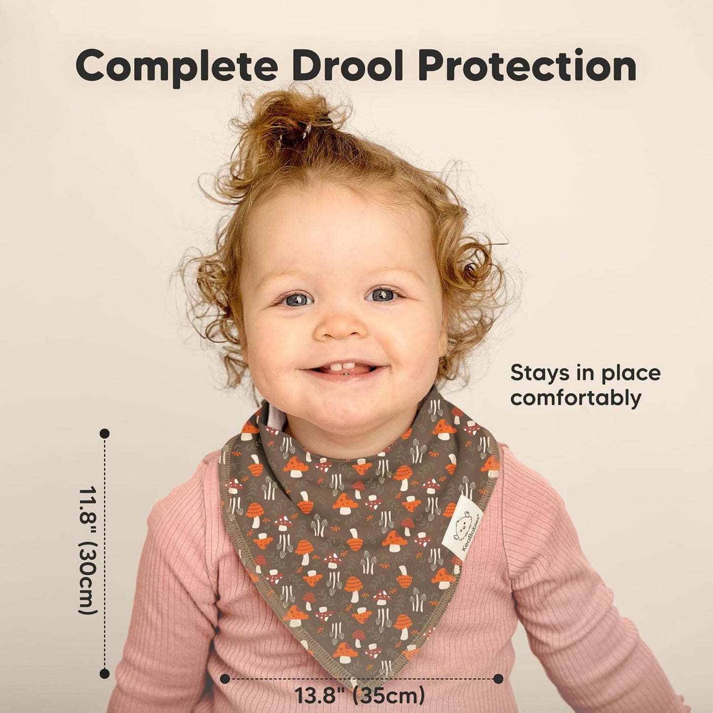 8-Pack Organic Baby Bandana Bibs for Girls - Super Absorbent Triangle Baby Bibs for Drooling and Teething Infant, 100% Cotton Extra Soft for Newborn, Infant 0-36 Months (Fall Spores)