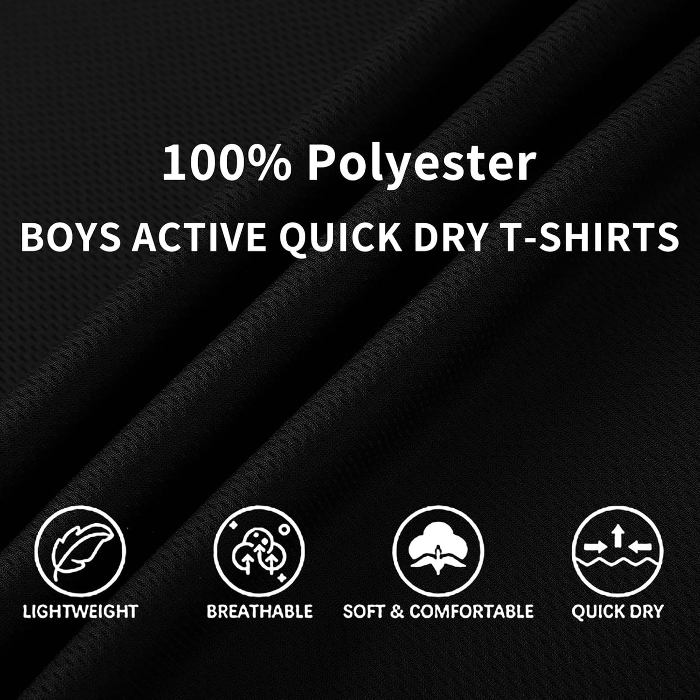 6-Pack Boys Athletic T-Shirts Quick Dry Short-Sleeve Tops Youth Moisture Wicking Running Sports T-Shirts（4-18 Years）