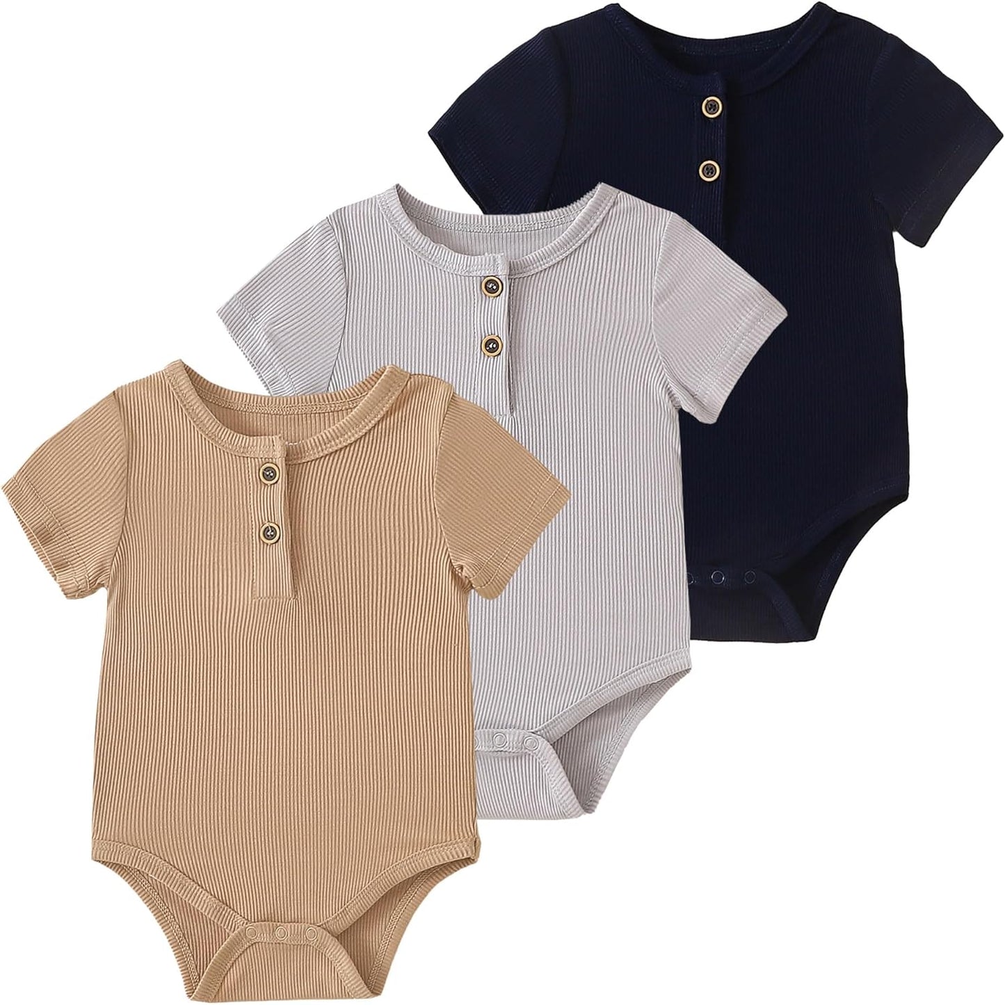 ROMPERINBOX Bamboo Onsies Baby Boy Short Sleeve 3 Pack Baby Bodysuit for Newborn Infant 0-24 Months, Viscose from Bamboo
