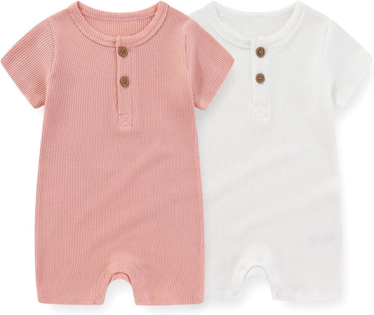 Unisex Short Sleeve Baby Romper 2 Pack Cotton Solid infant Boy Girl Jumpsuits Soft New Born Clothes