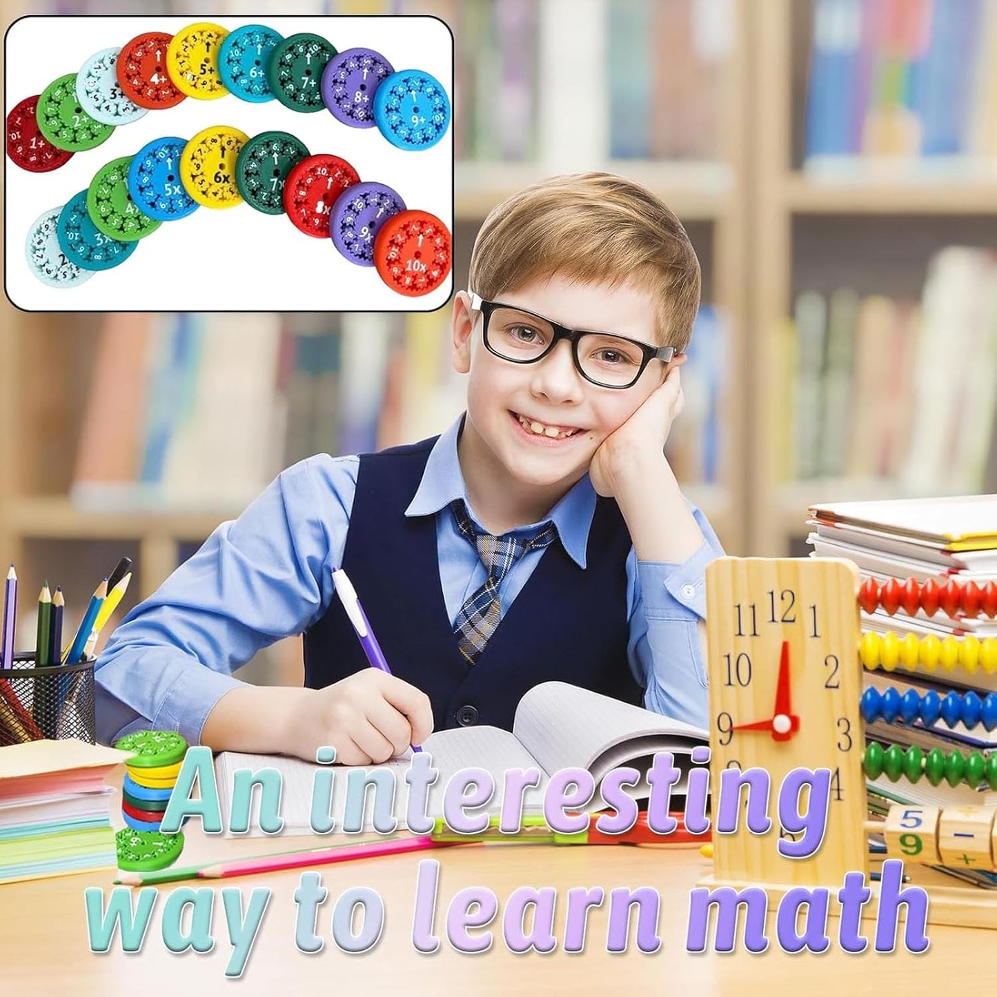 9pcs Math Fidget Spinners, Round Math Fact Fidget Spinner Toy, Number Fidget Spinner Learn Add or Subtract, Math Learning & Education Fidget Game for Kids Birthday