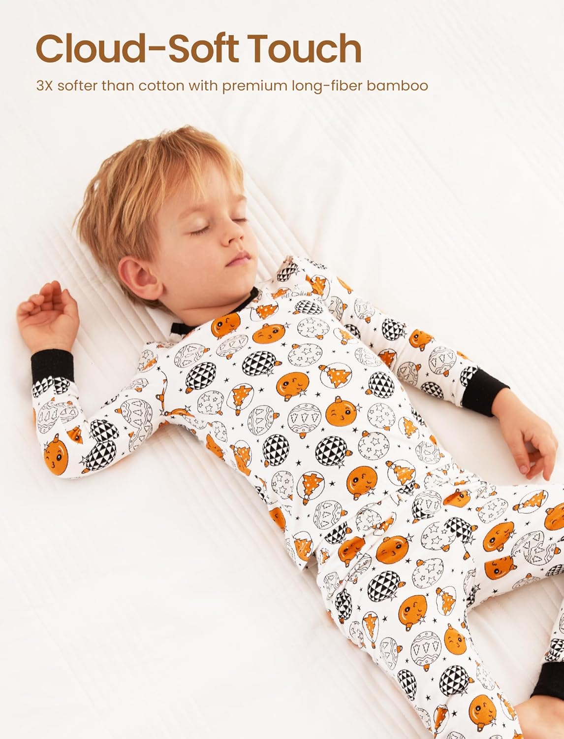 PATPAT Bamboo Viscose Pajama Set for Toddlers with Improved Tensile Strength, Snug Fit Pjs Sleeper for Baby Boys Girls Kids