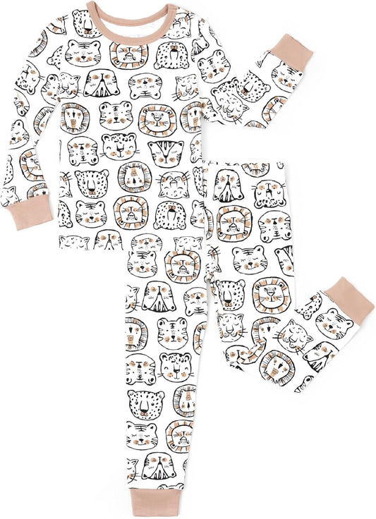 PATPAT Bamboo Viscose Pajama Set for Toddlers with Improved Tensile Strength, Snug Fit Pjs Sleeper for Baby Boys Girls Kids