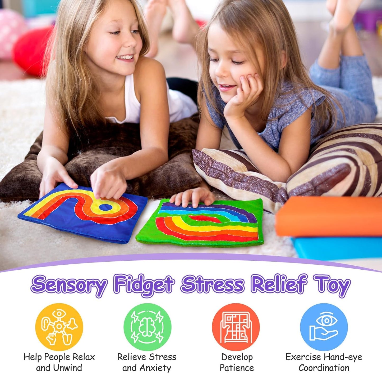 5 Pcs Marble Maze Mat Sensory Fidget Toys Stress Relief Toys Anxiety Relief Calming Toys,Sensory Tiles Toys for Kids with Autism Marble Fidget Sensory Room Must Have