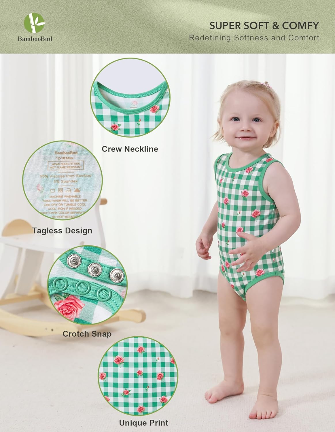 Baby Boy Girl Pajamas Toddler Infant Unisex Sleeveless Sleep Bodysuit Sleepwear Newborn Snap Snug Fit 3-Pack