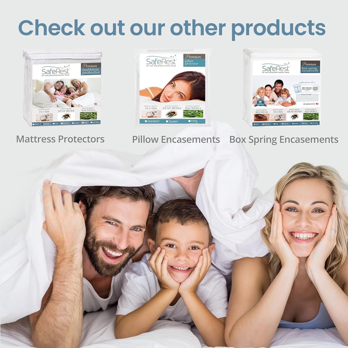 SafeRest Zippered Mattress Protector - Premium 9-12 Inch Waterproof Mattress Cover for Bed - Breathable, Noiseless Washable Mattress Encasement - Queen