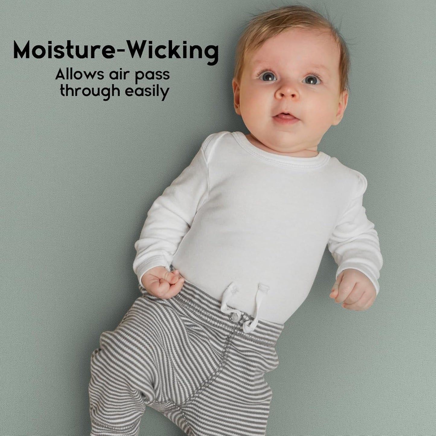 Yoofoss Pack and Play Sheets Fitted, Mini Crib Sheets 2-Pack for Pack N Play Mattress, Stretchy Playard Sheet, Soft and Breathable Green + Leaf