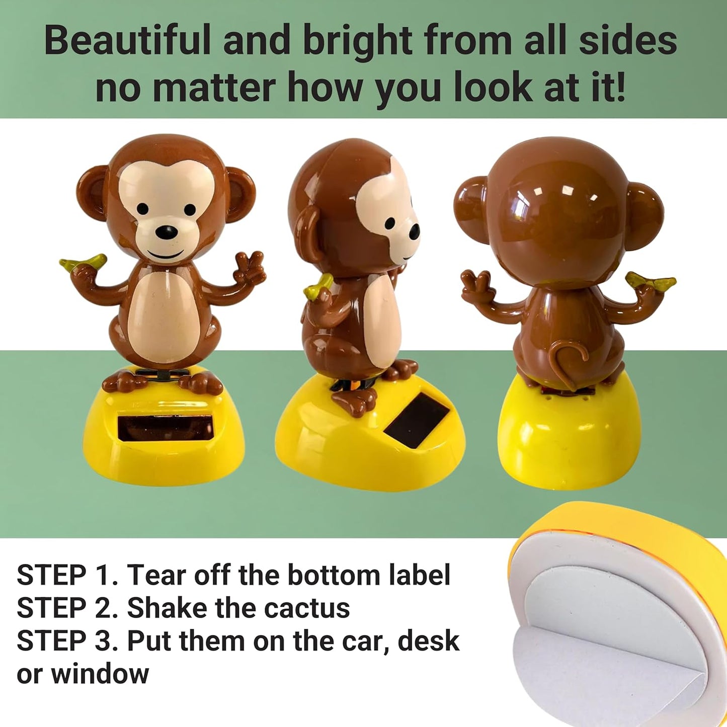 Killer's Instinct Outdoors Solar Powered Dance Monkey Figures – Solar Dancing Monkey Figurine Solar Powered Toys for Car Window Sill Decoration Holiday Car Dashboard Office Home Desk Décor