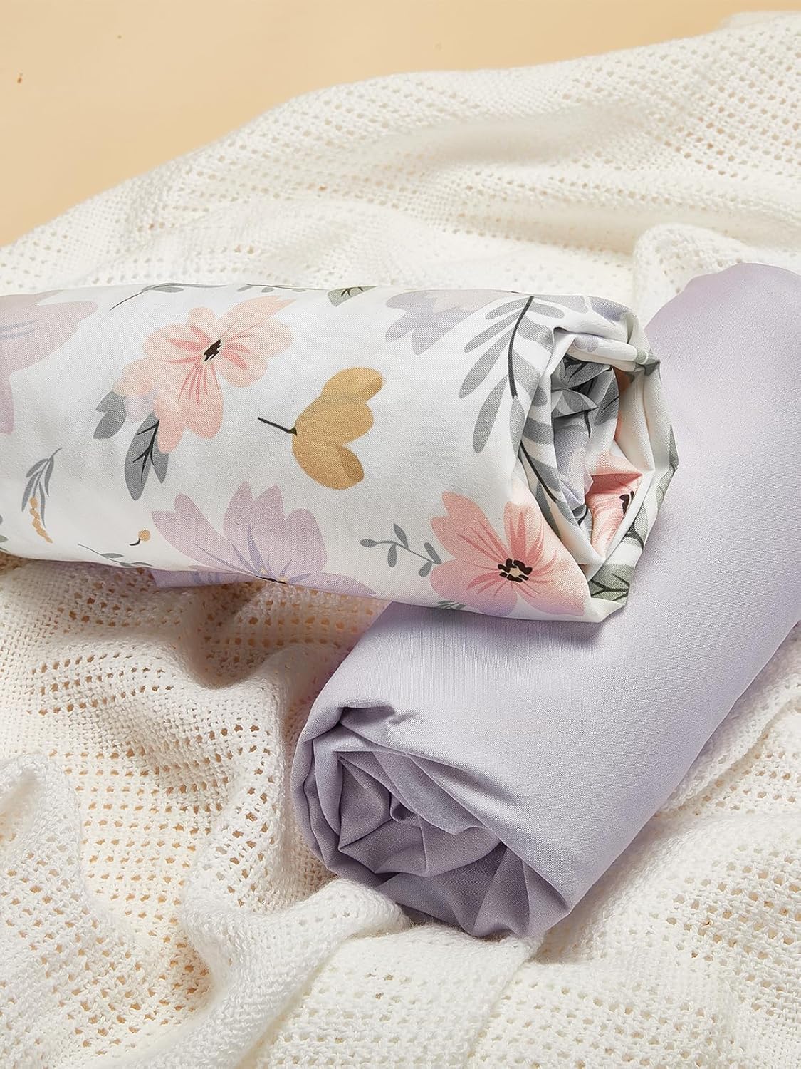 TILLYOU Baby Crib Sheets for Boys Girls, Super Soft Toddler Bed Sheets, 2 Pack Sheets for Standard Crib Mattress 28x52in, Brilliant Little Flowers