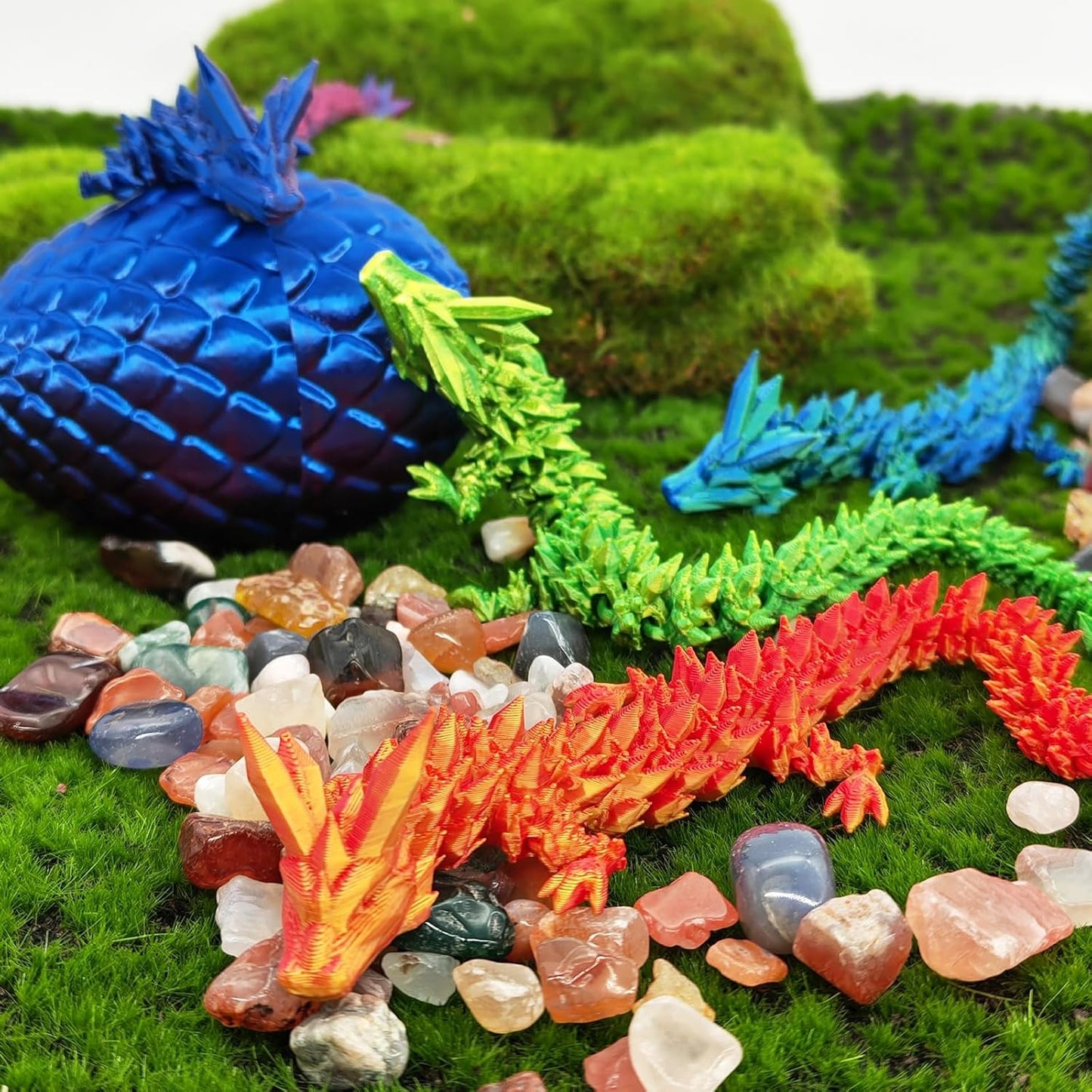 3D Printed Dragon Egg, 3D Printed Articulated Dragon Eggs with Dragon Inside, Crystal Dragon Fidget Toy, Adults Fidget Toys, Mystery Dragon Egg for Autism and ADHD（Laser Purple）