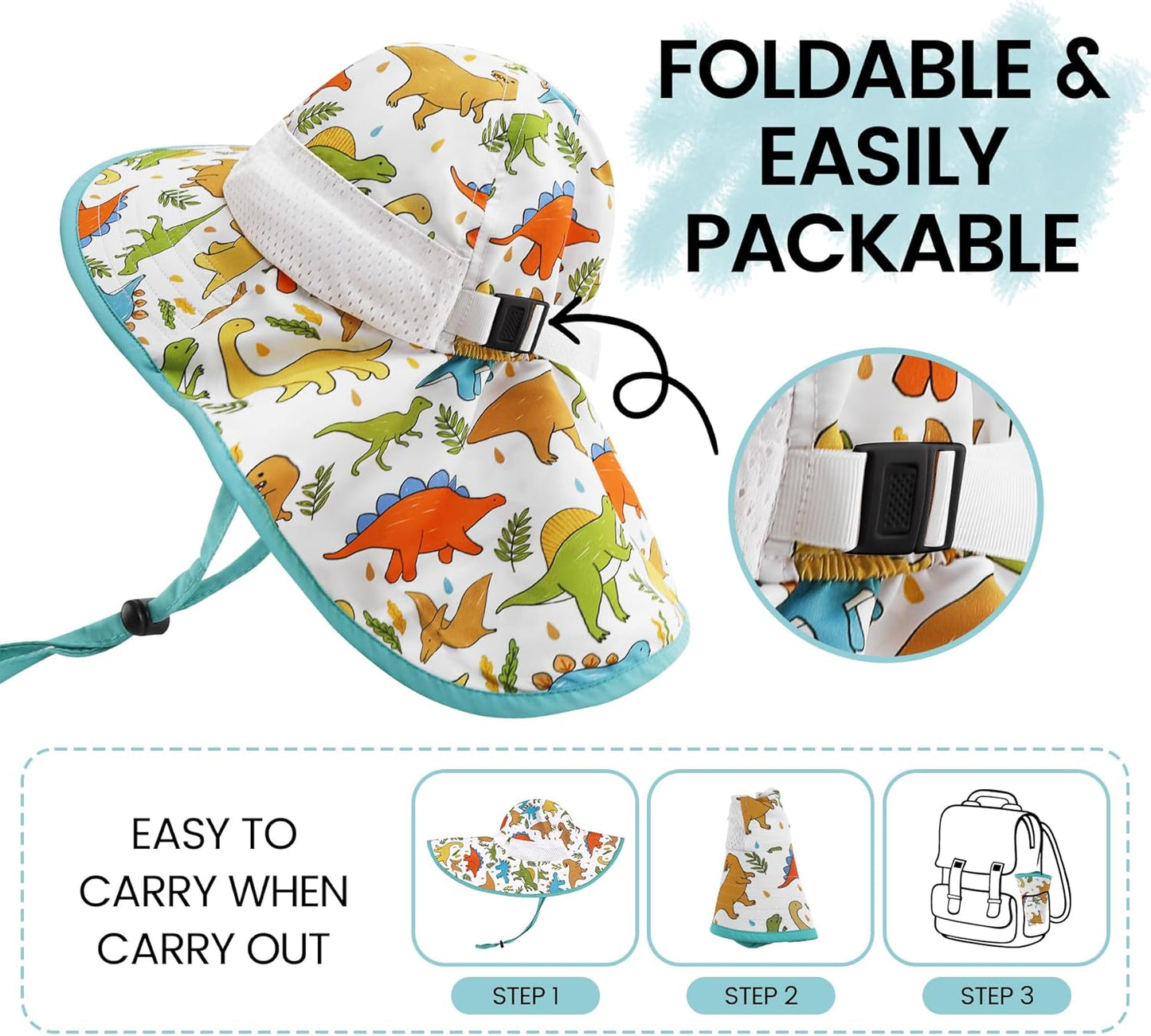 Baby Sun Hat with Neck Flap for Sun Protection Toddler Beach Hat UPF 50+ Outdoors 0-6 Years Boys Girls