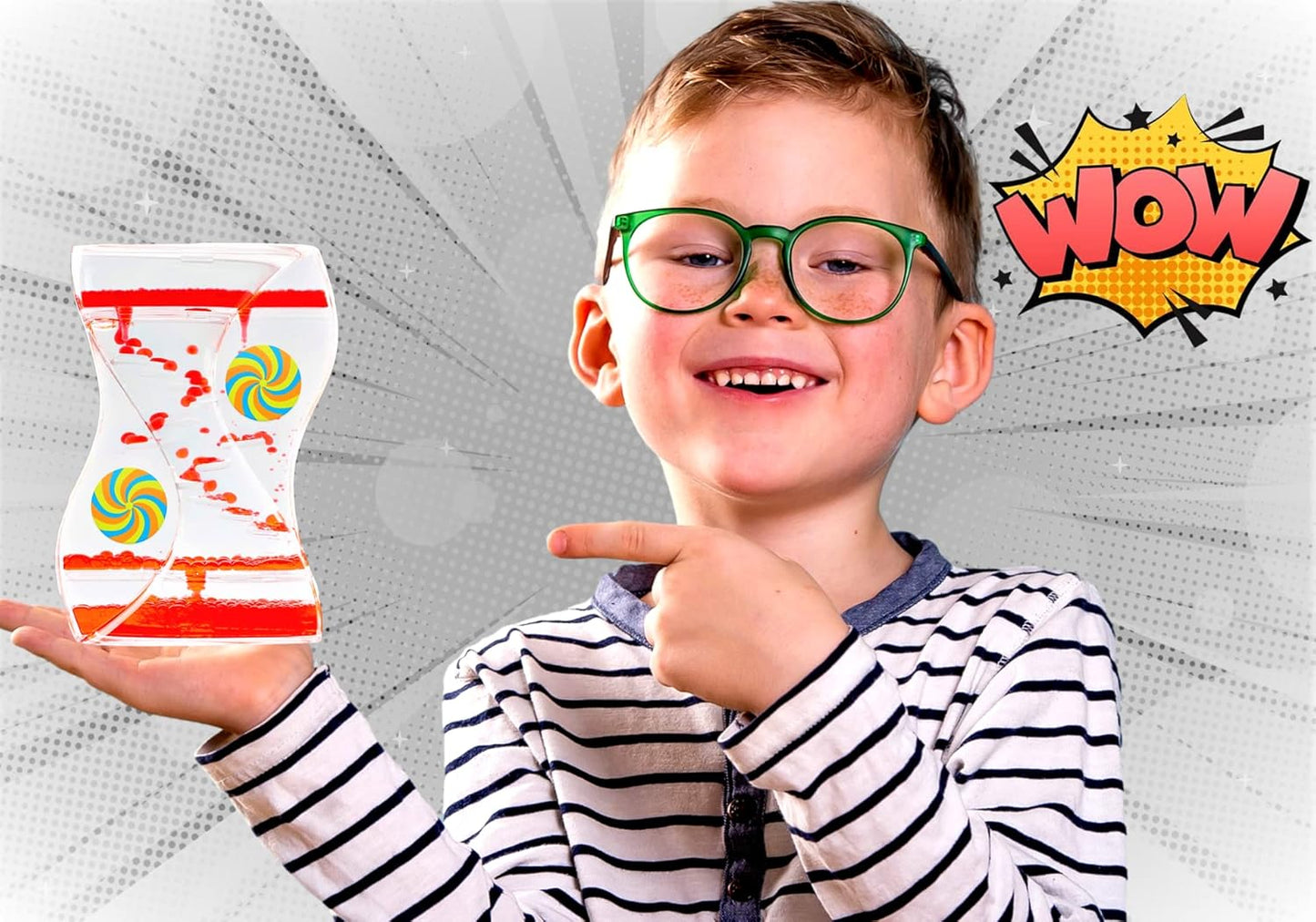 JA-RU Liquid Motion Hourglass Bubbler (3 Toy Assorted) Liquid Timer Sensory Fidget Toys for Kids & Adults. Stress Relief Calming Lava Lamp Desk Top Visual Toys. Preschool Classroom Decor. 4789-3s