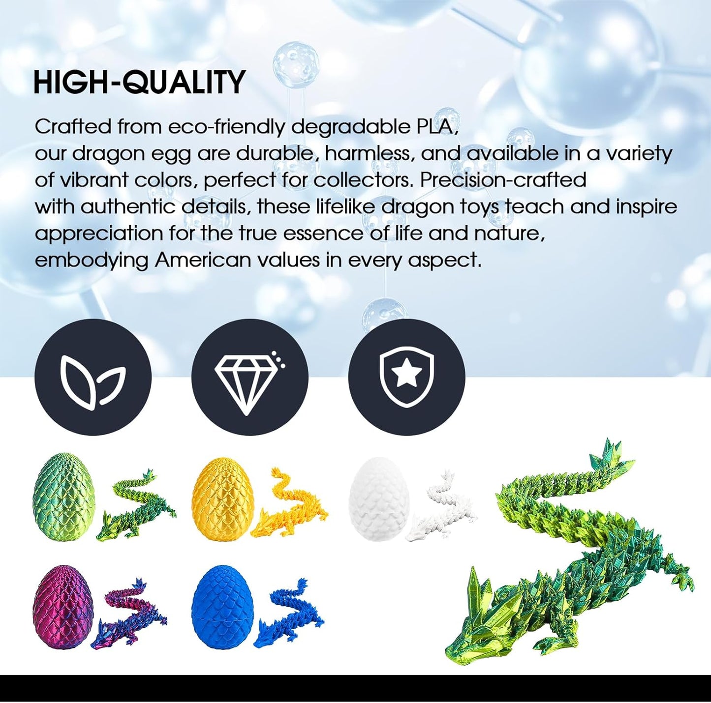 3D Printed Dragon Egg with Dragon Inside,12 Inch 3D Printed Dragon Egg Fidget Toy，Home Office Decor Executive Desk Toys for Autism/ADHD (Laser Yellow Green)