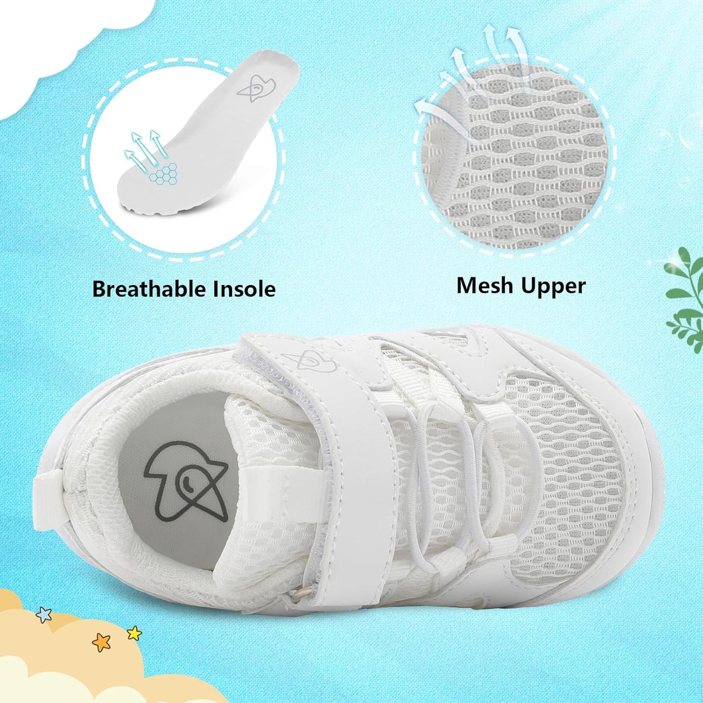 LeIsfIt Baby Shoes Boys Girls First Walking Shoes Non-Slip Toddler Breathable Sneakers Infant Sneakers