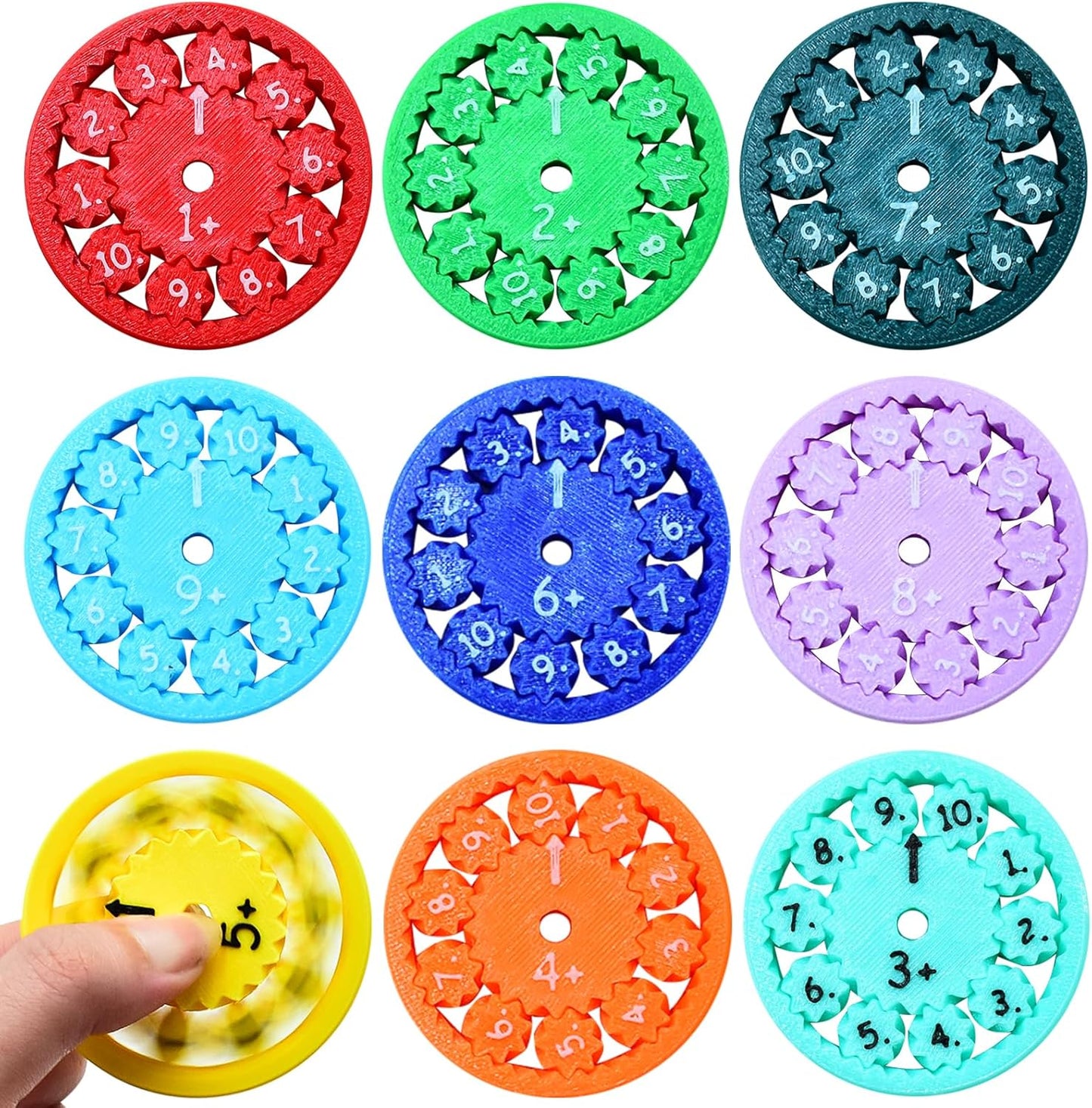 Math Fidget Spinners,Funny Educational Math Fact Tools,Math Learning & Education Toys Game,Creative Gift (9 PCS-Addition & Subtraction)