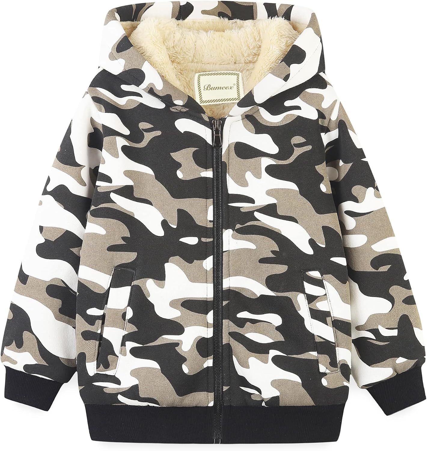 Bumeex Kids Boy's Girl's Sherpa Fleece Lined Jacket Spring Fall Winter Zip up Sweatshirt Hoodie 2-14Y(Toddler/Kid)