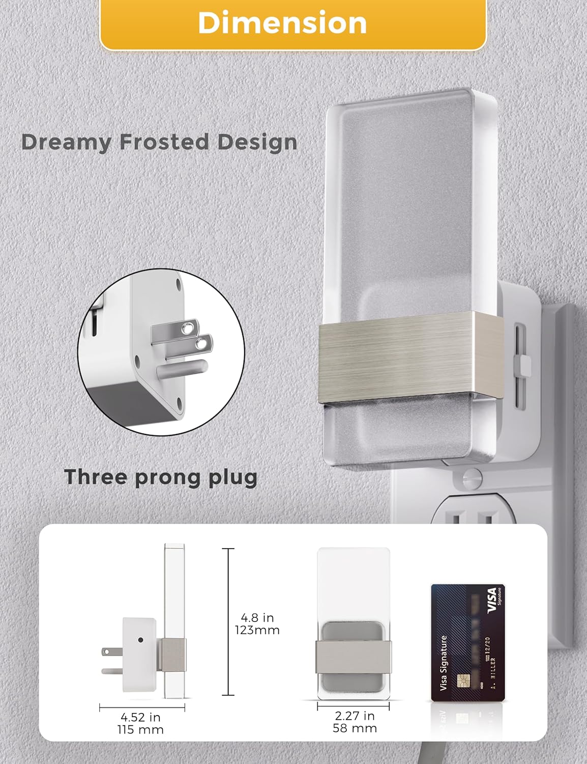 L LOHAS LED Night Light, Amber Night Lights Plug Into Wall, Dusk-to-Dawn Sensor Decorative Night Light, 0-100LM Dimmable Nightlights, Wall Sconce-Style Acrylic Nitelight for Bathroom, Hallway,Gift