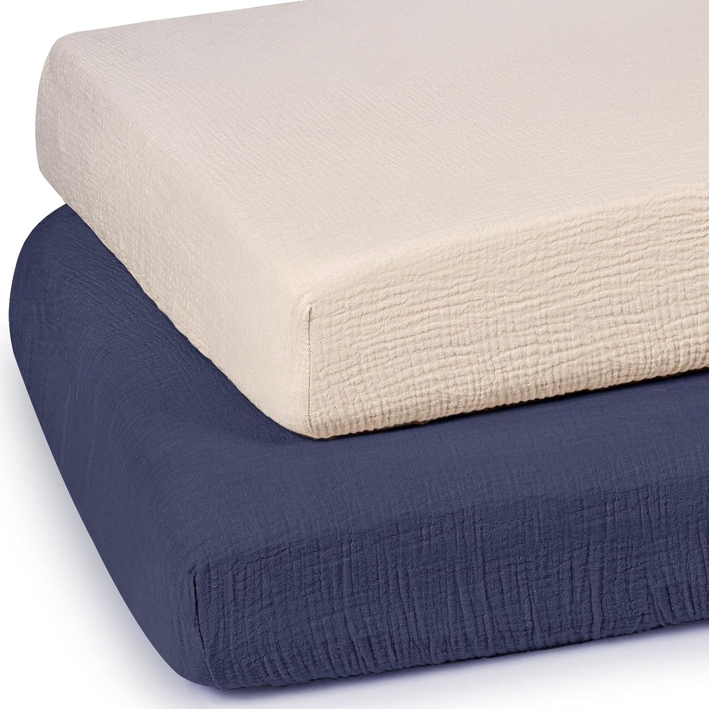 lulumoon Baby Muslin Crib Sheets - Toddler Cotton Fitted Crib Sheets Neutral for Boys and Girls 2Pack