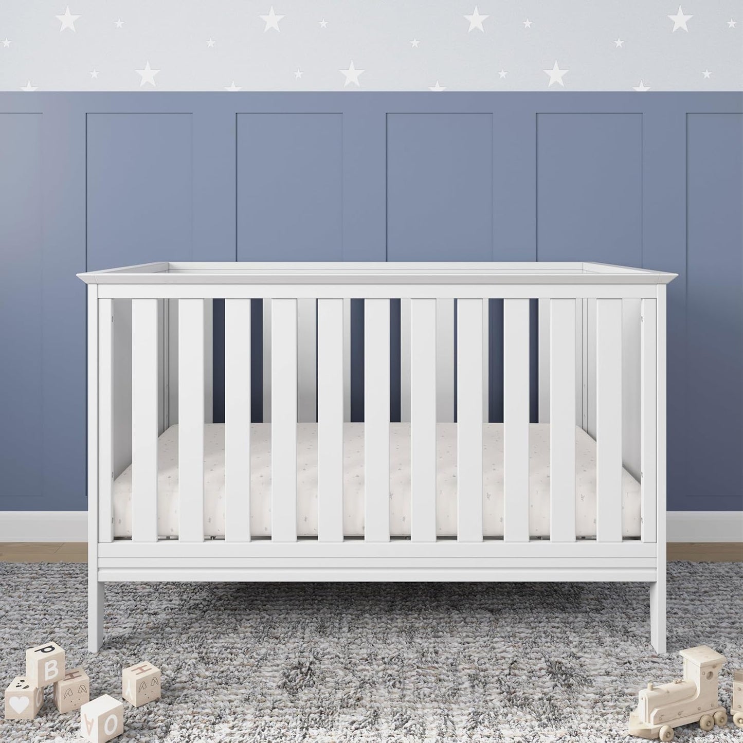 Child Craft Atwood 3-in-1 Convertible Crib, Baby Crib Converts to Day Bed, Toddler Bed, 3 Adjustable Mattress Positions, Non-Toxic, Baby Safe Finish (Matte White)