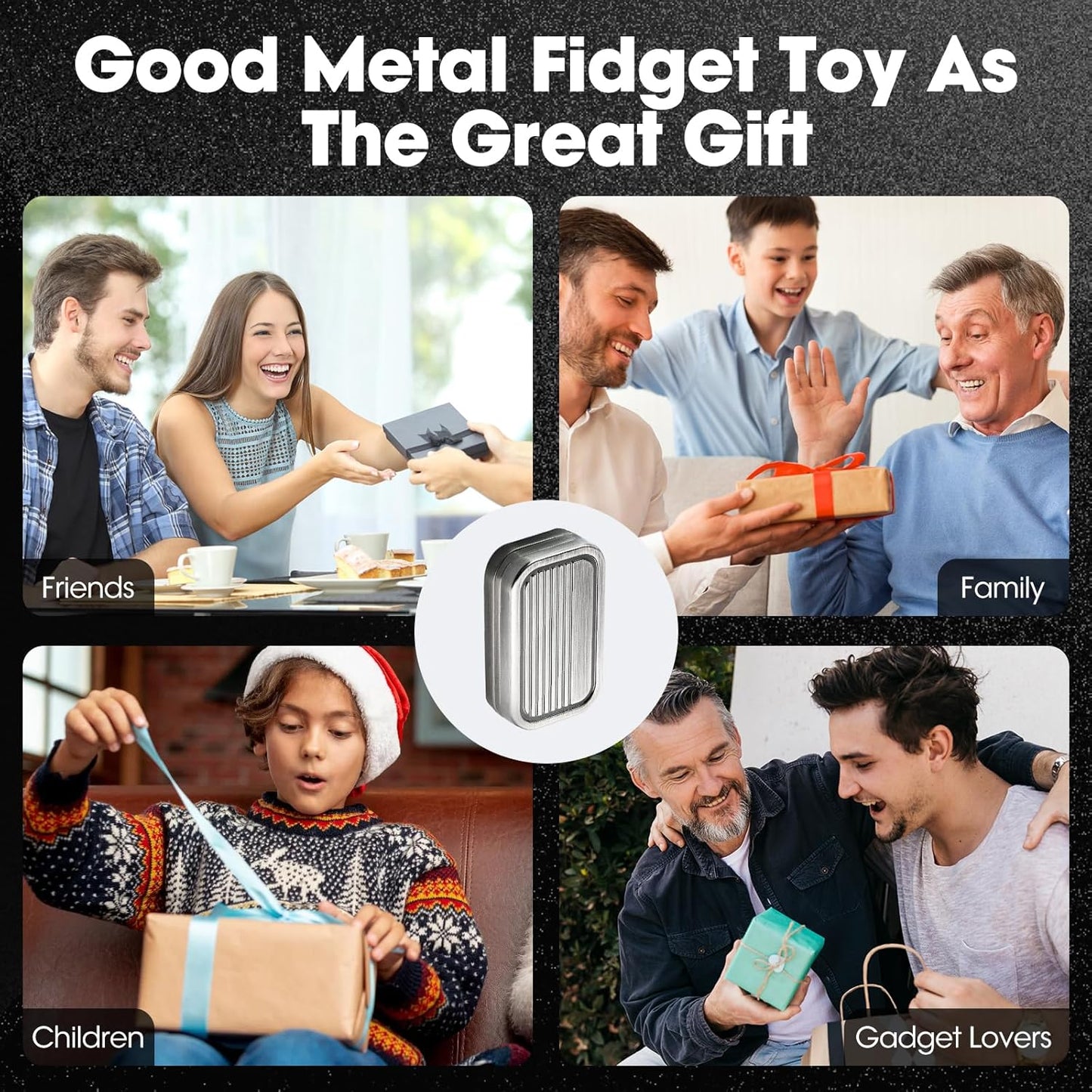 Fidget Slider 3 Layer EDC Gadgets Toy, Metal Magnetic Haptic Fidget Toys for Adults Anxiety/ADHD/Stress Relief, Gift for Boyfriend, Husband and Father (Silver)