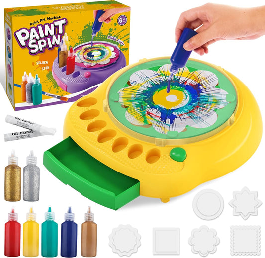 Arts and Crafts for Kids Ages 4-8,Paint Spin Art Machine Kit,Art Craft Set for 6-9 Year Old,Cool Painting Spinner Toys Kits Set,Art Supplies Birthday Gifts for Boy Girl Ages 6 7 8 9 10 11 12 Green