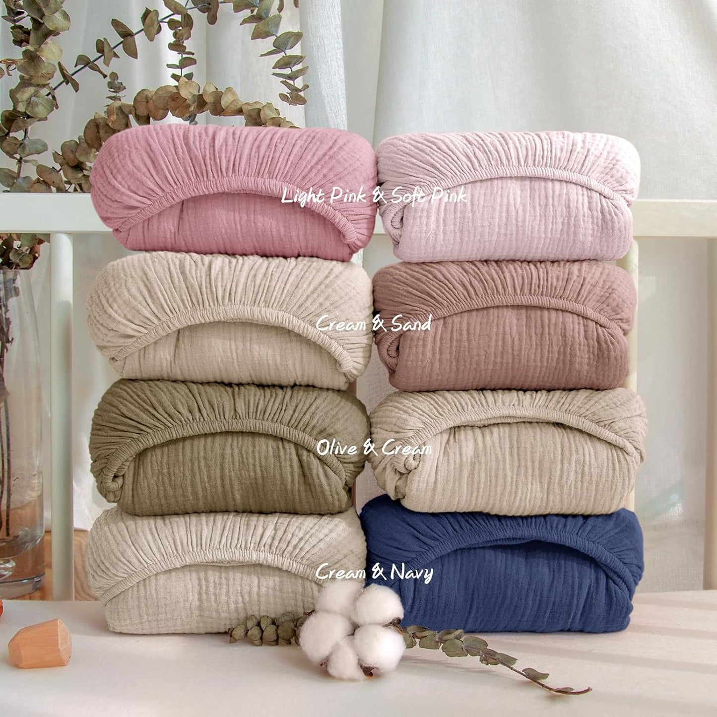 lulumoon Mini Crib Sheets Muslin: Soft Cotton Fitted Mini Crib Mattress Sheets for Boys and Girls 2Pack