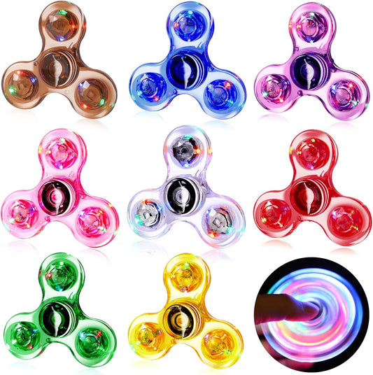 Gigilli 8 Pack Fidget Spinners for Kids 8-12, Light up Party Favors Stress Relief Fidget Toys Bulk for Kids Adults, Glow in The Dark Party Supplies, Fidgets for Classroom Prizes Goodie Bags Stuffers