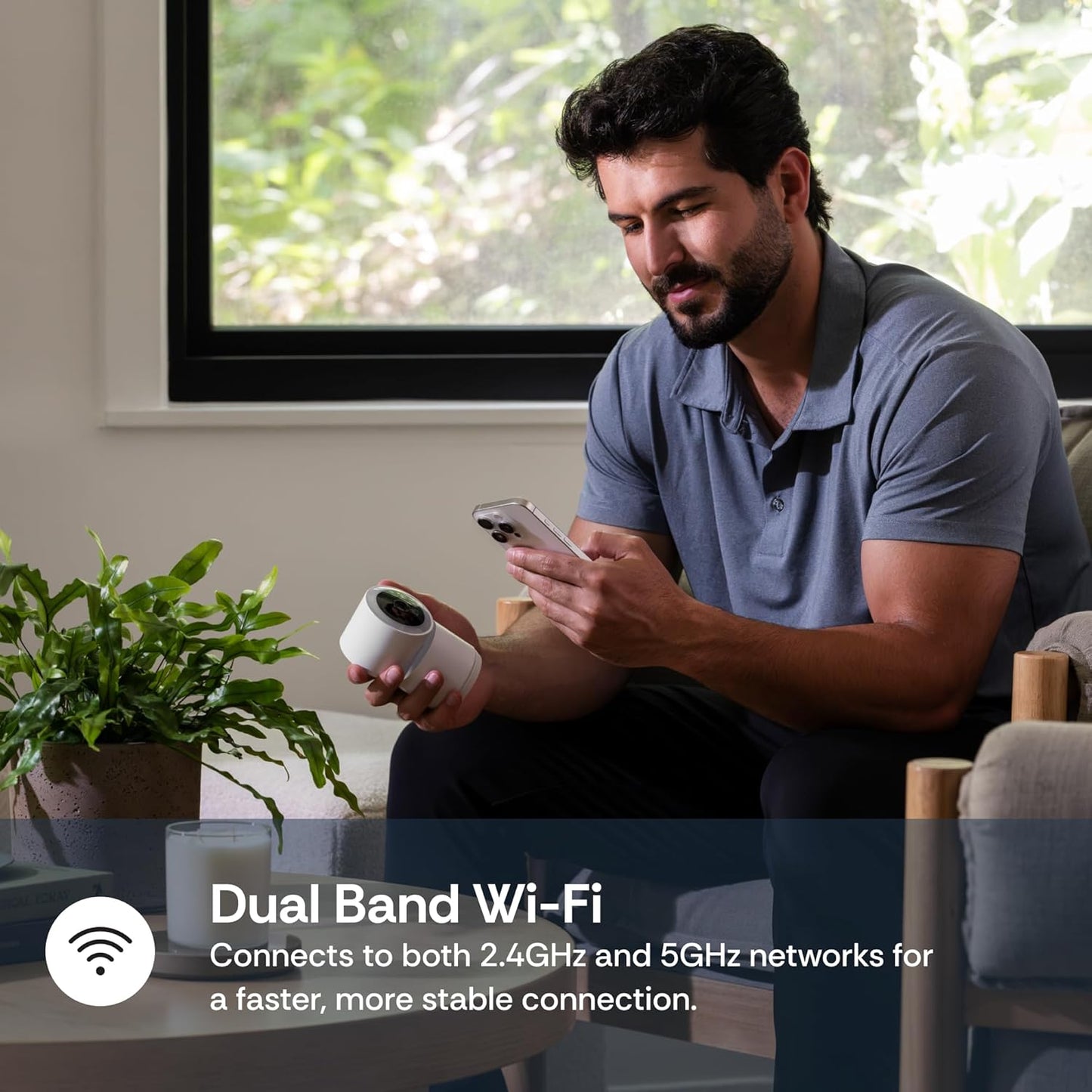 Luna 2K Indoor Cameras for Home Security, 2.4GHz & 5GHz WiFi, 360-Degree Pan-Tilt, Built-in Spotlight, Human Auto Tracking, Siren, Pet/Dog/Baby Camera with Phone app, White (2025 Upgrade Version)