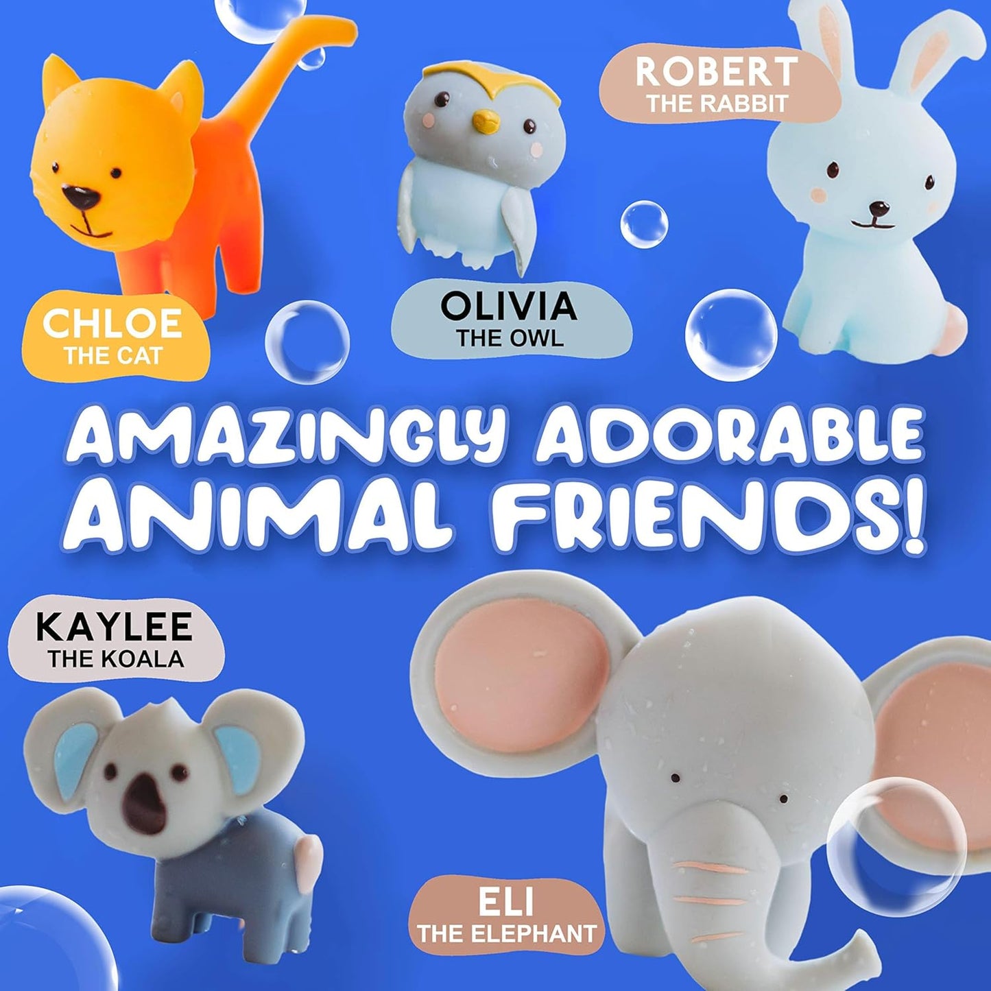 SplashEZ Animals Bath Toys for Toddlers, Mold Free Bath Toys for Kids, No Hole for Water Soft Durable Elephant Play Set for Bathtub, Pool, Shower Boys & Girls, No Mold, Ages 0-1-3-4-5-6-8