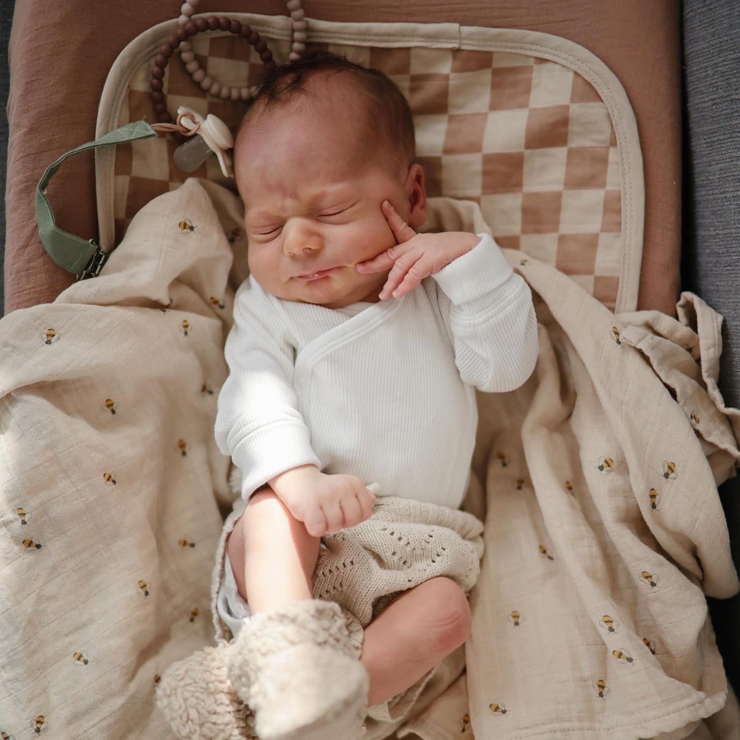 mushie Waterproof Changing Pad Liners | 100% Organic Cotton | Set of 3 (Blush Combo)