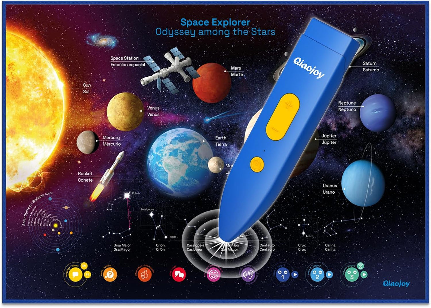 Bilingual Interactive Solar System Poster for Kids – Educational Talking Space Poster for Kids Aged 3-12, STEM Learning Toy, Ideal for Classroom & Home, Space-Themed Wall Decor
