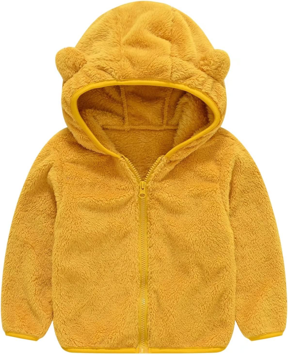AIWUHE Toddler Boys Girls Hooded Jacket Fleece Hoodie Winter Warm Solid Color Teddy Coat Zip-up Bear Ear Sweater Fall Clothes