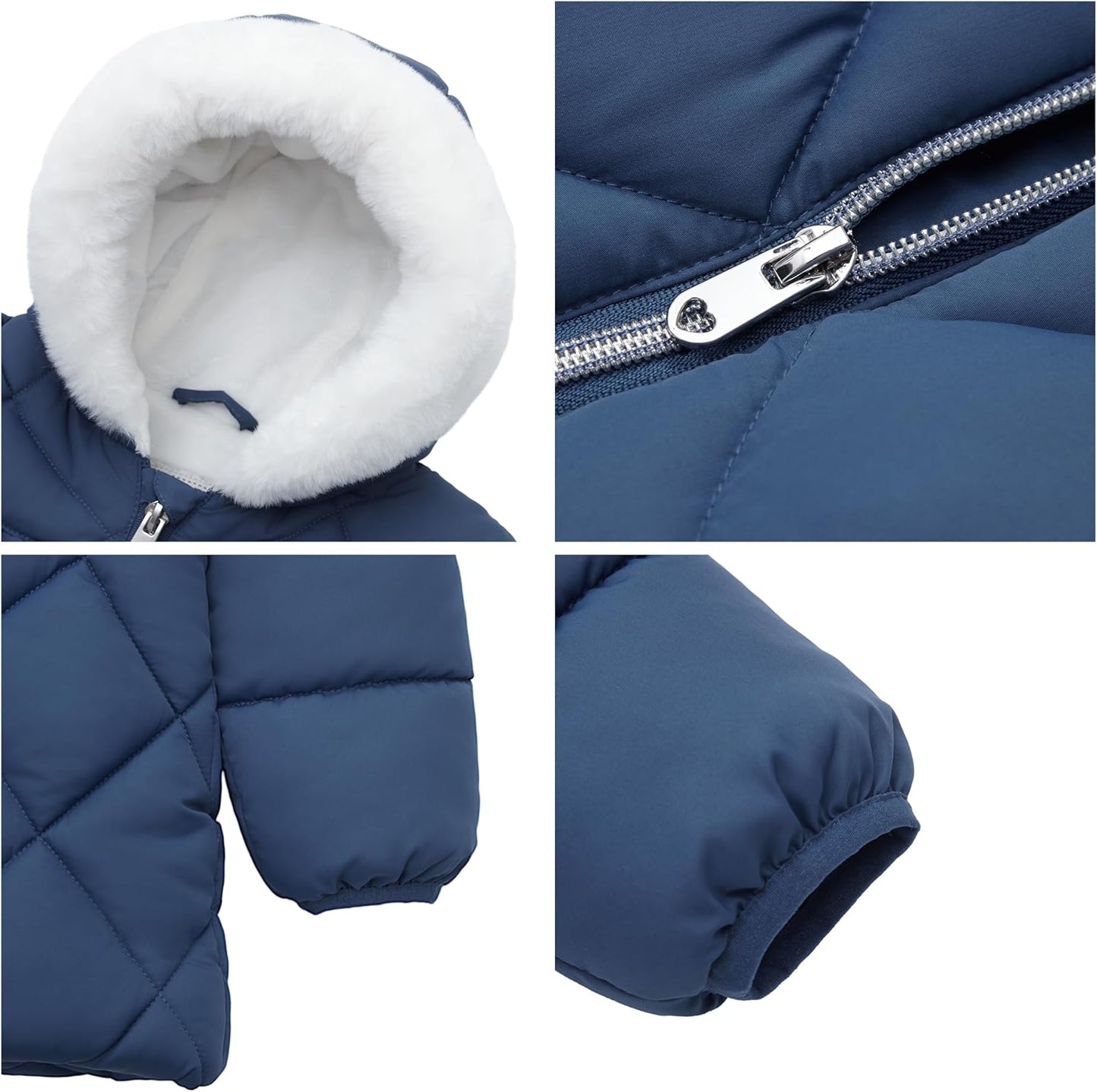 Rokka&Rolla Baby Girls' Water-Resistant Puffer Jacket Hooded Winter Coat with Soft Mini Fur Lining for Newborn Infant Toddler