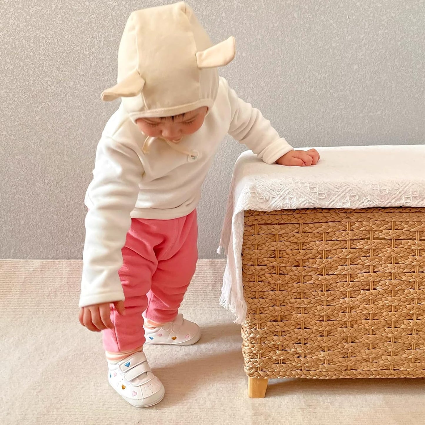 SOFMUO Baby Boys Girls High Top Ankle PU Leather Sneakers Soft Rubber Sole Infant Moccasins Newborn Oxford Loafers Anti-Slip Toddler Wedding Uniform Dress Shoes