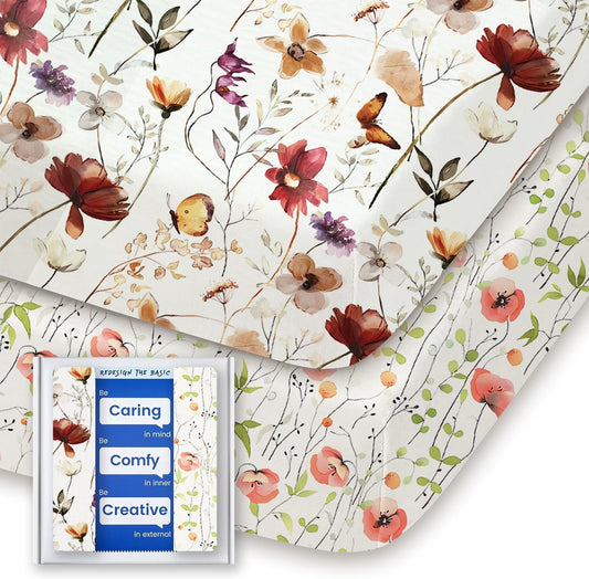 Graco Pack and Play Sheets Fitted, TotBasic Ultra Soft Mini Crib Sheets Boy, Neutral Pack N Play Mattress Sheets Hypoallergenic and Soothing, Premium Jersey Playrad Sheets, 2 Pack