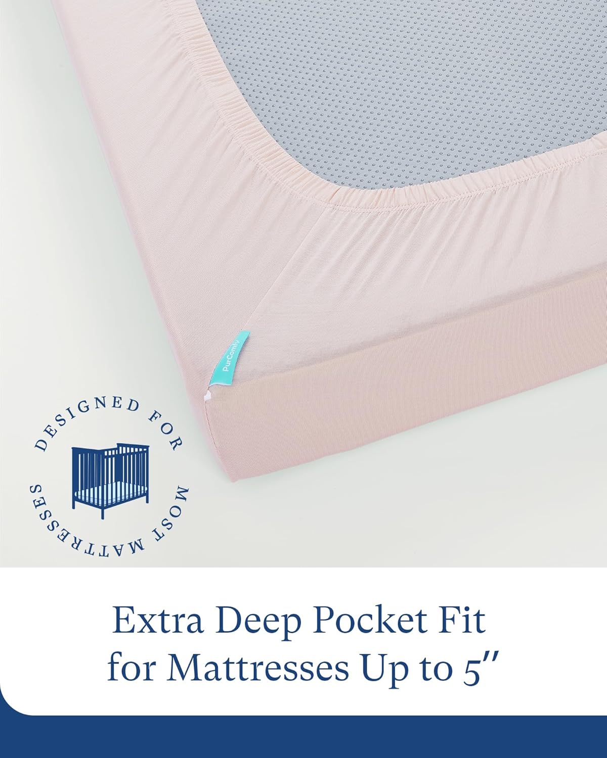 Supersoft Pack and Play Sheets Fitted, Premium Bamboo Viscose Mini Crib Sheets, Pack N Play Mattress Sheets, Graco Playard Baby Sheets Neutral for Boys Girls, 5'' Deep Pocket 2-Pack