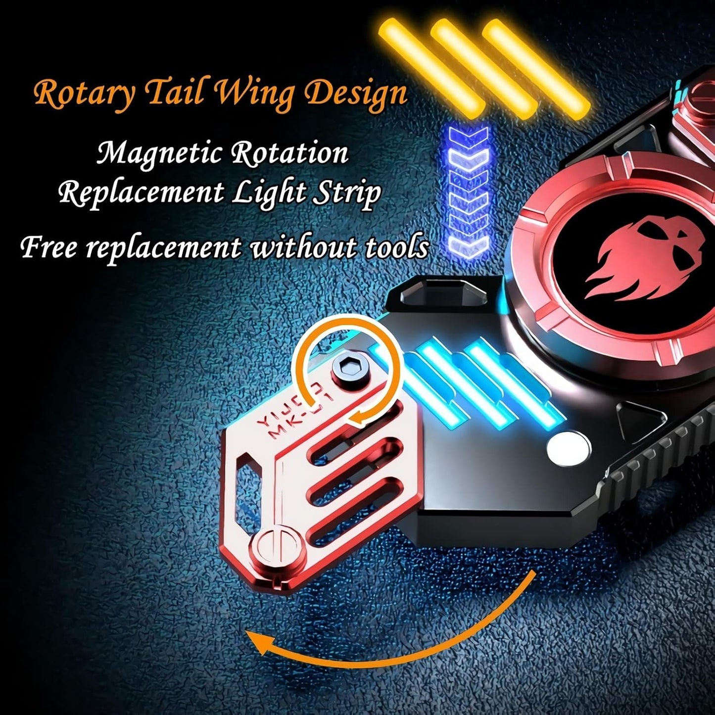 Fidget Spinner, Colorful Glow in The Dark, High Speed and Silence, Cool Metal Mechanical Gear Shape Design with Skull Symbol, Anti-Anxiety and Stress Release for Kids and Adults