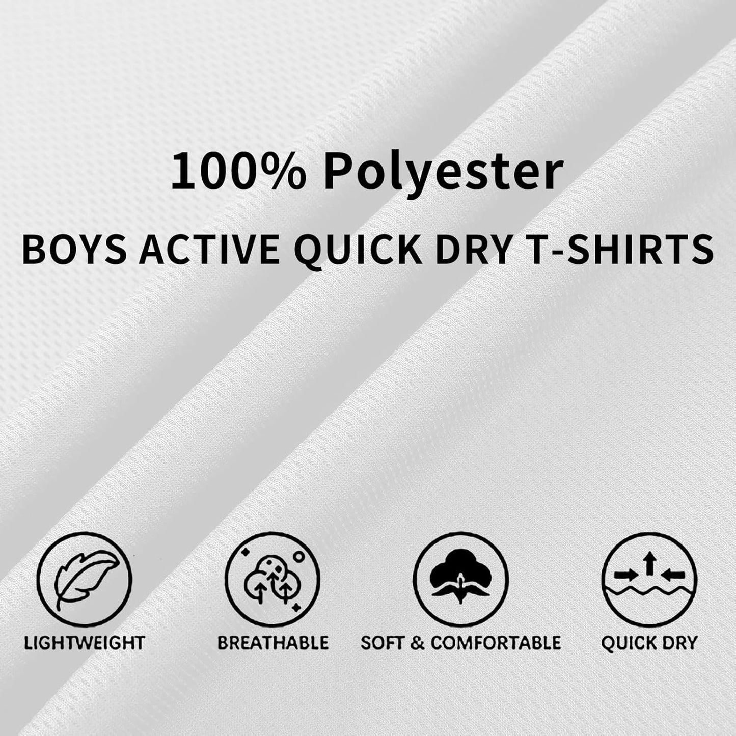 6-Pack Boys Athletic T-Shirts Quick Dry Short-Sleeve Tops Youth Moisture Wicking Running Sports T-Shirts（4-18 Years）