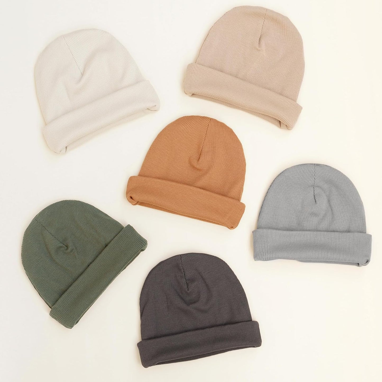 Konssy 6 Pack Baby Beanie Hats for Unisex, Toddler Beanies Baby Girl Boy Hat Warm Cap for Infant, Toddler