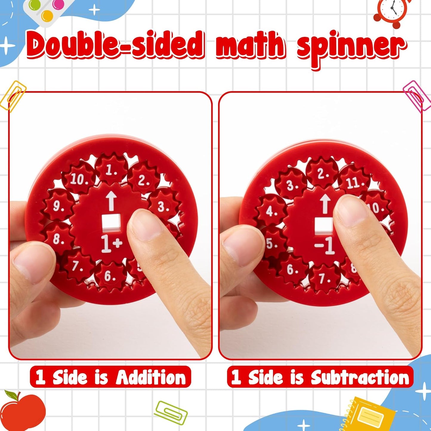 9Pcs Math Fidget Spinners Addition Subtraction Flying Fidget Spinner Round Number Finger Spin Game Toys Children Educational Math Fact Games for Stimmers Fidgeters Learning Add or Subtract