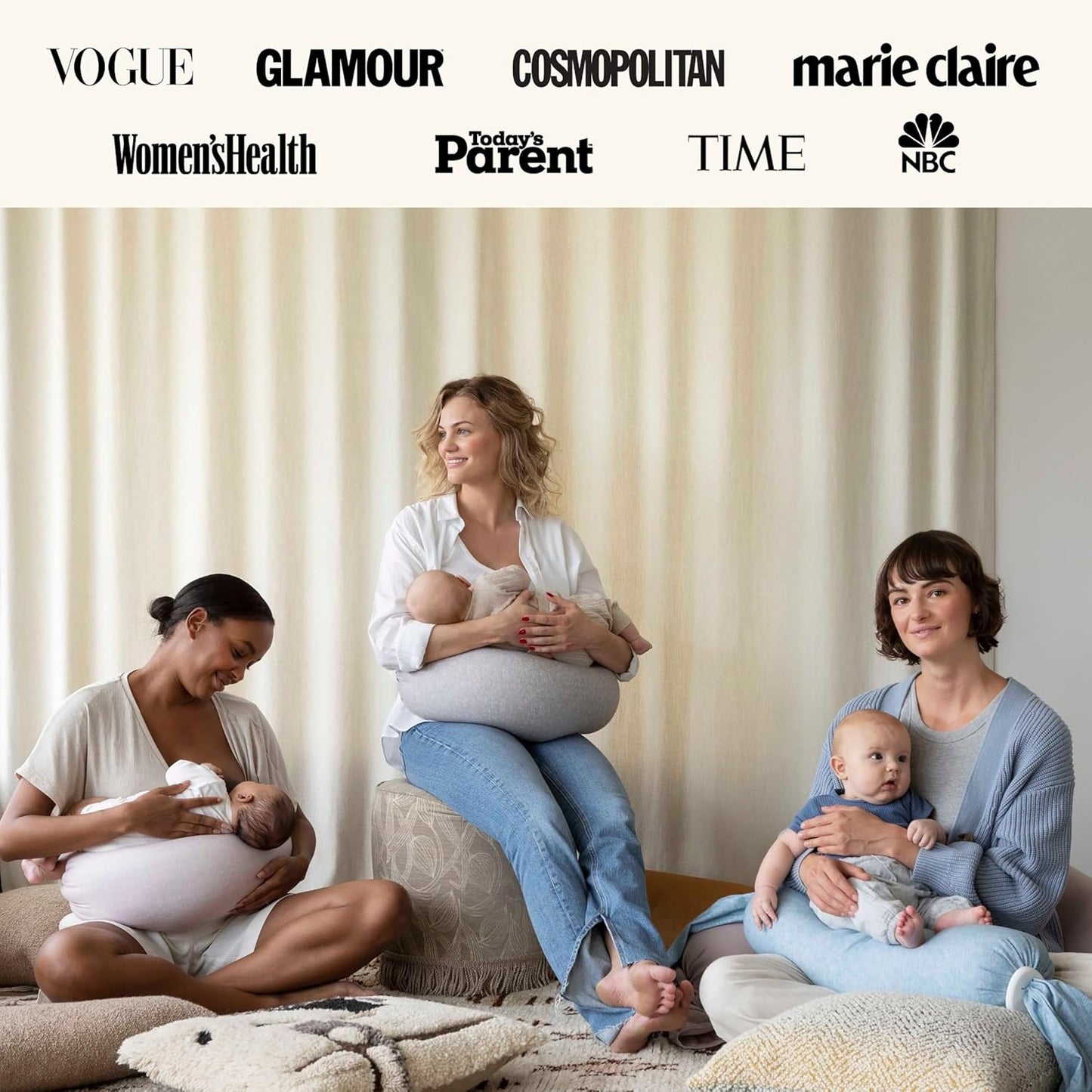 bbhugme Adjustable Nursing Pillow - Breastfeeding, Bottle Feeding, Baby Support - Adjustable Firmness and Fit - Washable Pillow Cover - Grey Melange…