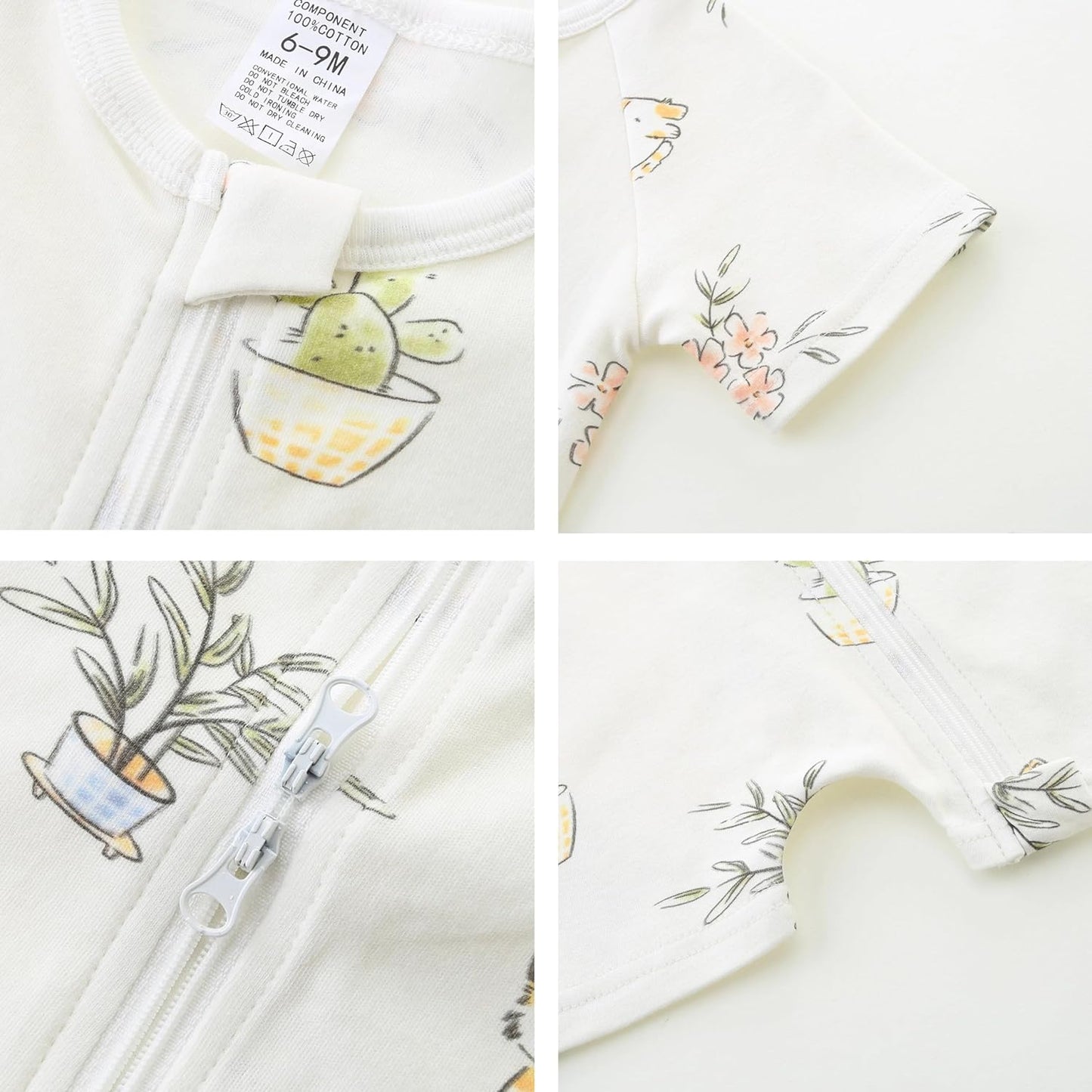 Unisex Summer Trendy 2-Pack Rompers Short Sleeve Zipped Bodysuit Infant Cotton Outfits