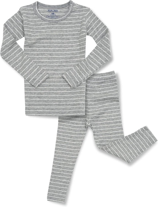 AVAUMA Stripe Pattern Baby Boys Girls Pajama Set Kids Toddler Snug fit Ribbed Sleepwear pjs for Daily Life Style