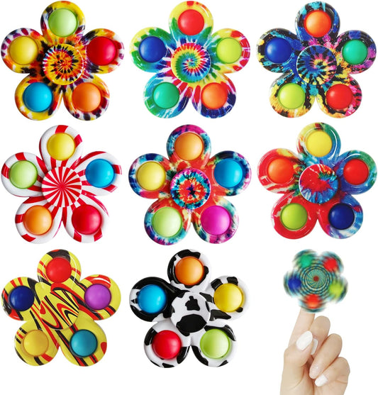 8 Pcs Pop Bubble Fidget Spinners for Party Favors, Hand Fidget Bulk Toys for Classroom Prizes, Christmas Valentine Gifts Goodie Bag Stocking Easter Basket Stuffers for Kids