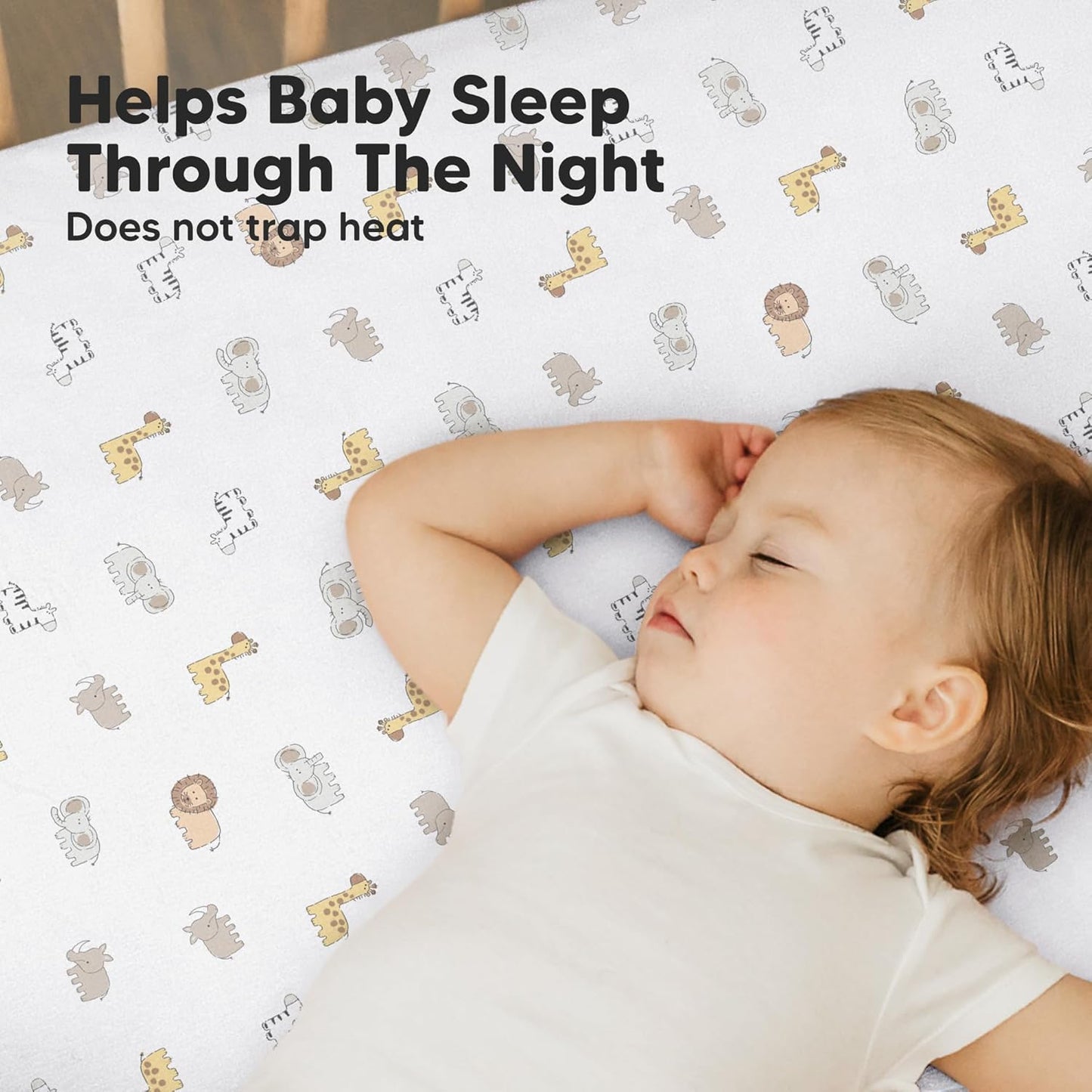 2-Pack Mini Crib Sheets Fitted - 38x26 Pack N Play Sheets for Pack and Play Mattress, Organic Cotton, Soft & Breathable Playard Bedding, Neutral Mini Toddler Bed Cover for Boys, Girls (KeaSafari)